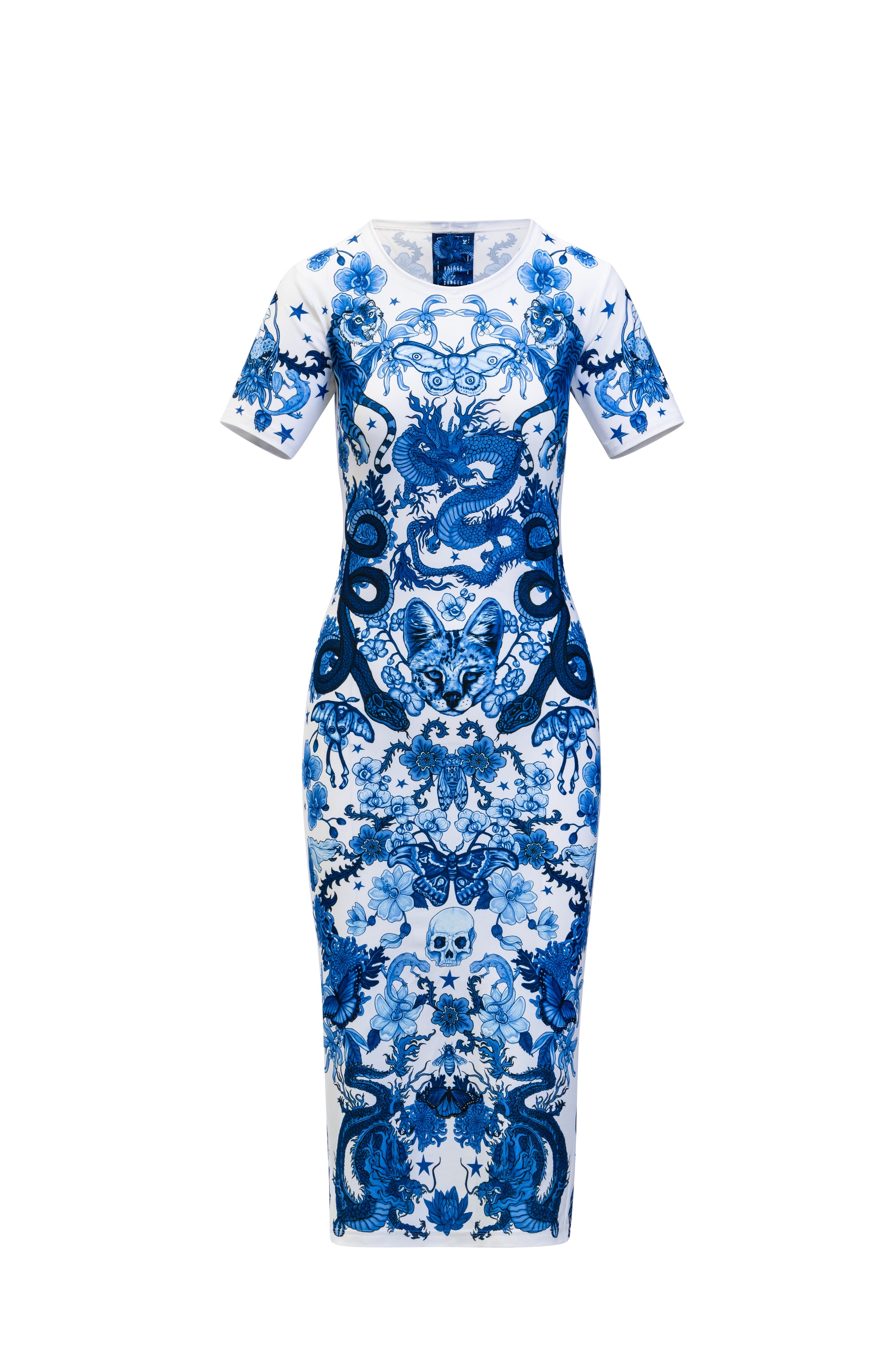 FINE CHINA blue and white porcelain print dress Raised by Danger